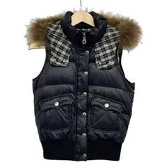 Burberry Blue Label(バーバリーブルーレーベル) ダウンベスト サイズ38 M レディース - ダークネイビー×黒 ジップアップ/冬のサムネイル