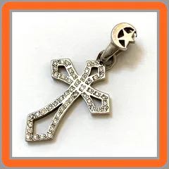 *rm) Crescent Luna クレセントルナ SV925 ペンダントトップ クロス トップ エルマー シルバー アクセサリー ※中古 保管品 ストーン取れ有 ゆうパケット又はネコポス便発送のサムネイル