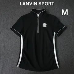 【👌値下げ交渉受付中】美品 LANVIN SPORT 半袖 ハーフジップ ゴルフ ポロシャツ サイドホワイトライン 速乾 ロゴ刺繍 黒 38 M ランバンスポール レディースのサムネイル