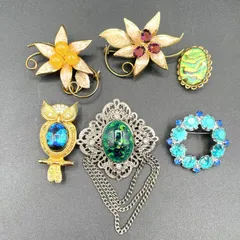 【6点セット】アンティーク調 ブローチ ヴィンテージ風 アクセサリー まとめ売り