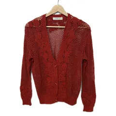 KANEKO ISAO(カネコイサオ) カーディガン レディース美品  - レッド 長袖/編み込み/フラワー(花)のサムネイル