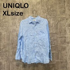 [K-792] UNIQLO 유니클로 XL 긴 소매 린넨 셔츠 라이트 블루 하늘색 무지 심플 캐주얼 겉옷 봄 여름 코튼 린넨 USA 헌옷