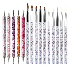 ネイルアートペン 15本セット ネイルブラシ ネイル筆 極細 ドットペン ドット棒 2way用 ネイルアートブラシセット ジェルネイル用 絵描きブラシ プルライン 線を引くペン ネイルツール 初心者 プロ用 ネイル用品のサムネイル