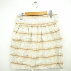 カージュ Khaju スカート ボトムス フレア ボーダー 総柄 ミニ ショート コットン 綿 ベージュ アイボリー 薄茶 /MT27のサムネイル
