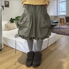 パンプキン カーゴ スカート バルーン スカート ポケット ミディ スカート フリル スカートのサムネイル