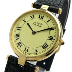 カルティエ Cartier マストヴァンドーム メンズ 革 ゴールド ローマ数字 時計 シルバー925 SV925 クォーツ 不動のサムネイル