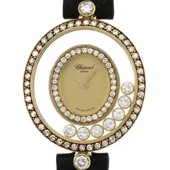 Chopard ショパール ハッピーダイヤモンド 20/4292 腕時計 K18イエローゴールド /革 7Pダイヤモンドゴールド文字盤 クオーツ レディース 非防水【中古】472のサムネイル