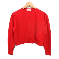 チャイルドウーマン CHILD WOMAN クロップド カーディガン ニット リブ コットン 綿 ハイゲージ ワイド 長袖 F 赤 レッド /NT11のサムネイル