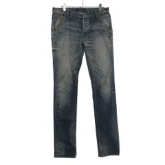 LOUNGE LIZARD ラウンジリザード デニムパンツ ダメージ加工 スリム ジーンズ ボトムス ブルー 3【L】 メンズ 【中古】のサムネイル