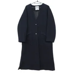STUDIOUS ステュディオス コート Vネック ノーカラータック アウター ロング ネイビー 0【S】 レディース 【中古】のサムネイル