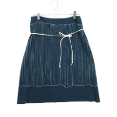 mina perhonen ミナペルホネン スカート pleats だまし絵 プリーツ プリント ウール ボトムス 膝丈 ハーフ 日本製 ブルー レディース 【中古】のサムネイル