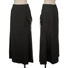 ヨウジヤマモト ファムYohji Yamamoto FEMME ウール切替ポケットデザインフレアスカート 黒2のサムネイル