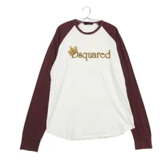 DSQUARED2 ディースクエアード 長袖Ｔシャツ ラグラン バイカラー トップス ロゴ バーガンディ XL【XL】 メンズ 【中古】のサムネイル