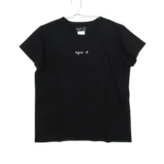 agnes b. アニエスベー 半袖Ｔシャツ ブランド ロゴ プリント クルーネック 切替 プルオーバー ブラック 2【M】 レディース 【中古】のサムネイル