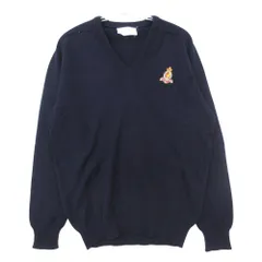 LYLE&SCOTT ライルアンドスコット ニット スコットランド製 セーター Vネック 長袖 ロゴ ワッペン スーパーラムウール トップス ネイビー 40【M】 メンズ 【中古】のサムネイル