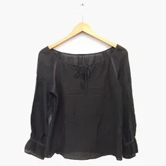 デプレ DES PRES トゥモローランド カットソー 丸首 長袖 綿混 シルク混 リボン レース 薄手 グリーン 緑 /HT4のサムネイル