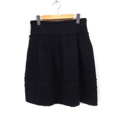 ボディドレッシングデラックス BODY DRESSING Deluxe タック フレアスカート ミニ 無地 シルクブレンド 36 ブラック 黒 /FT28のサムネイル