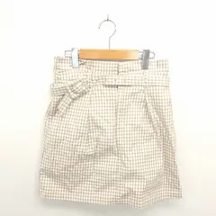 ヘザー Heather パンツ キュロット ハーフ ひざ丈 チェック ジップフライ 綿 コットン M 薄茶 ベージュ /TT30のサムネイル