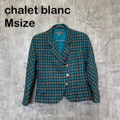 [k-798] Chalet Blanc 샬레 블랑 9호 M상당 트위드 테일러드 재킷 블루 블루 블랙 블랙 골드 버튼 여성 품위