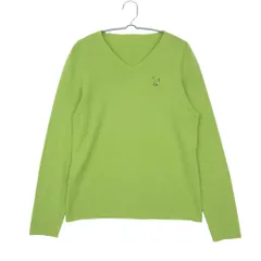 Lucien Pellat-Finet ルシアンペラフィネ ニット カシミヤ100％ セーター 長袖 Vネック スカル ワンポイント プルオーバー トップス ライトグリーン S【S】 メンズ 【中古】のサムネイル