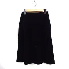 ハリス HARRISS ベロア タック フレアスカート ひざ下丈 ミディ丈 無地 ブラック 黒 /FT35のサムネイル