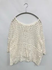 FUN ファン ニット/セーター F アイボリー コットン ニット レース ショート丈 半端袖 Uネック レディースのサムネイル