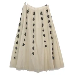 RED VALENTINO レッドヴァレンティノ ロングスカート チュール ビジュー装飾 フレア スカート アイボリー サイドジップ ホワイト 36【S】 レディース 【中古】のサムネイル