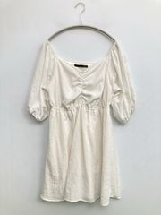 Heather ヘザー ワンピース F ホワイト 無地 ショート・ミニ丈 半端袖 フレア レディース