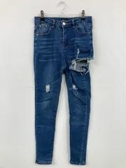 SPIGA スピガ デニムパンツ M ブルー フルレングス 無地 スキニー・タイト ハイウエスト クラッシュ・ダメージ テーパード レディースのサムネイル