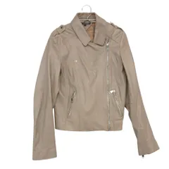 TOMMY HILFIGER トミーヒルフィガー ライダースジャケット ラムレザー ダブル 羊革 ブルゾン アウター グレージュ L レディース 【中古】のサムネイル