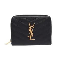 サンローランパリ SAINT LAURENT PARIS 二つ折り財布 モノグラム ブラック レザー 二つ折り財布 レディース Used Bのサムネイル