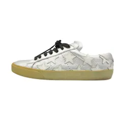 SAINT LAURENT サンローラン スニーカー メタリック レザー ローカット スターパッチ シューズ 靴※中敷き社外品 EM1 シルバー 37 1/2 24.5cm メンズ 【中古】のサムネイル