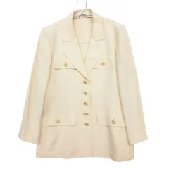 YVES SAINT LAURENT イヴ・サンローラン テーラードジャケット コート シルク100％ オールド OLD 上着 イエローベージュ 38【M】 レディース 【中古】のサムネイル