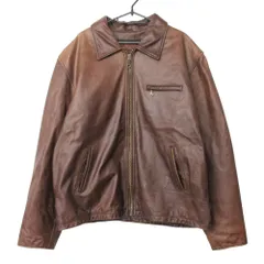 WILSONS LEATHER ウィルソンズ ライダースジャケット レザー ジャケット 革ジャン ブルゾン ライナー付き アウター ブラウン XL メンズ 【中古】のサムネイル