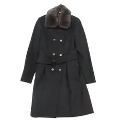 Paul Smith ポール・スミス BLACK LABEL ブラックレーベル コート カシミヤ×ウール ダブルブレスト ファー ジャケット ブルゾン アウター ベルト付き ダークグレー 38【M】 レディース 【中古】のサムネイル
