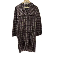 PRADA(プラダ) コート サイズL レディース美品  - ダークブラウン×グリーン×マルチ 長袖/チェック柄/春/秋のサムネイル