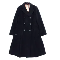 美品 Paul Smith ポール・スミス BLACK 大きいサイズ ダブル チェスターコート ジャケット ロング丈 カシミヤブレンド 裏地マルチストライプ柄 アウター ブラック 46L【XXL】 レディース 【中古】のサムネイル
