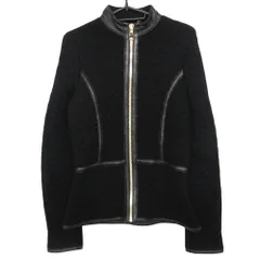 Salvatore Ferragamo サルヴァトーレフェラガモ ブルゾン レザー切替 ウール キルティング ジップアップ アウター ブラック M レディース 【中古】のサムネイル