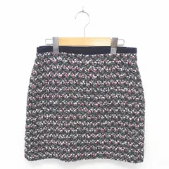 デミルクス ビームス Demi-Luxe BEAMS スカート タイト ミニ 総柄 サイドジップ ウール混 38 紺 白 ネイビー ホワイト /TT14のサムネイル