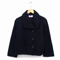 イーハイフンワールドギャラリー E HYPHEN WORLD GALLERY ジャケット アウター ビッグカラー ウール混 ギャザー 無地 黒 ブラック /NT34のサムネイル