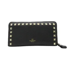 美品 Valentino Garavani ヴァレンティノ・ガラヴァーニ 長財布 ROCKSTUD ZIP AROUND WALLET ロックスタッズ ラウンドファスナー 牛革 ブラック レディース 【中古】のサムネイル