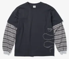 YESEYESEE Y E S Jacquard Stripe Layerd L/S Charcoalのサムネイル
