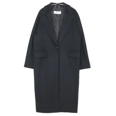 MAX MARA マックスマーラ 白タグ チェスターコート カシミヤ アンゴラ ウール マキシ丈 ロング アウター ピークドラペル ロゴ総柄裏地 ダークグレー 38【S】 レディース 【中古】のサムネイル