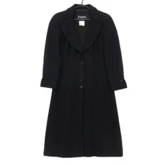 CHANEL シャネル コート 00s 02A ツイード ロングコート ジャケット Aライン フレア アウター ウール混 ピークドラペル 総裏地 ダークネイビー 36【S】 レディース 【中古】のサムネイル