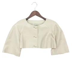 CHANEL シャネル ブルゾン パールボタン ラムレザー ノーカラー クロップドジャケット アウター アイボリー 34【XS】 レディース 【中古】のサムネイル