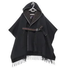 美品 LOUIS VUITTON ルイ・ヴィトン ポンチョ モノグラム フーデッド ラップ ケープ コート アウター ブラック 36【S】 レディース 【中古】のサムネイル