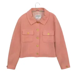 CHANEL シャネル ツイード ジャケット ブルゾン クロップド丈 ガブリエル 金ボタン old オールド ピンク 36【S】 レディース 【中古】のサムネイル
