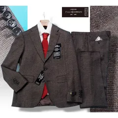 新品10.8万円 大手百貨店扱い 秋冬『CERRUTI チェルッティ 伊製生地』ストレッチウール ツイード スーツA6茶(E) 1011201のサムネイル