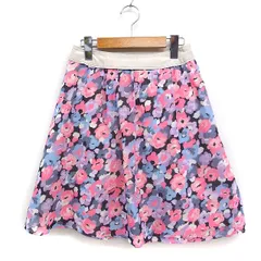 リッチミー Riccimie 花柄 シフォン タック フレアスカート ミニ 0 ブラック 黒 ピンク /FT1のサムネイル