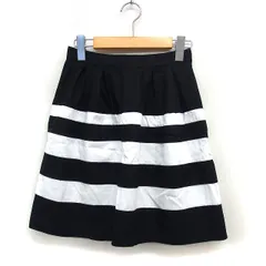 ダブルスタンダードクロージング ダブスタ DOUBLE STANDARD CLOTHING ボーダー フレア スカート ミニ タック コットン混 サイドジップ 36 黒 ブラック /NT33のサムネイル
